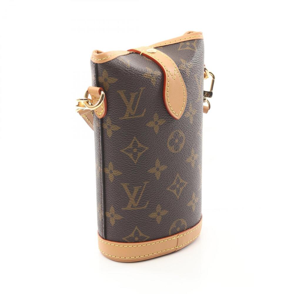 Louis Vuitton Monogram Fold Canvas Clutch Brown Bag Me Shoulder Leather